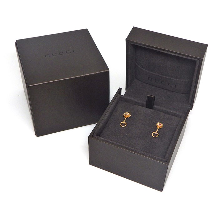 グッチ GUCCI ピアス フローラ ホースビット スウィング ドロップ