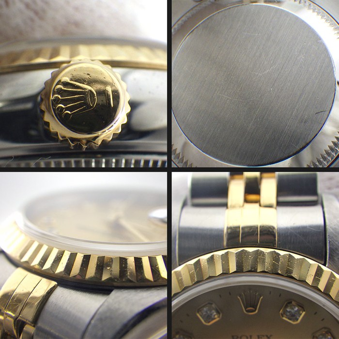 ロレックス Rolex 腕時計 デイトジャスト 69173G W番 1994-1995年製 10ポイント ダイヤインデックス サンレイ シャンパンゴールド文字盤 デイト K18YG SS 自動巻き 【箱・保付き】 【中古】 【OH済み】