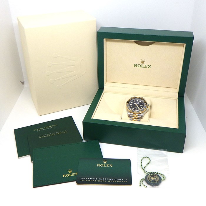 ロレックス Rolex 腕時計 GMTマスターII 126713GRNR ブラック文字盤 黒 ルーレット刻印 カレンダー 夜光インデックス 回転ベゼル SS K18YG セラミック 自動巻き 【箱・保付き】 【中古】