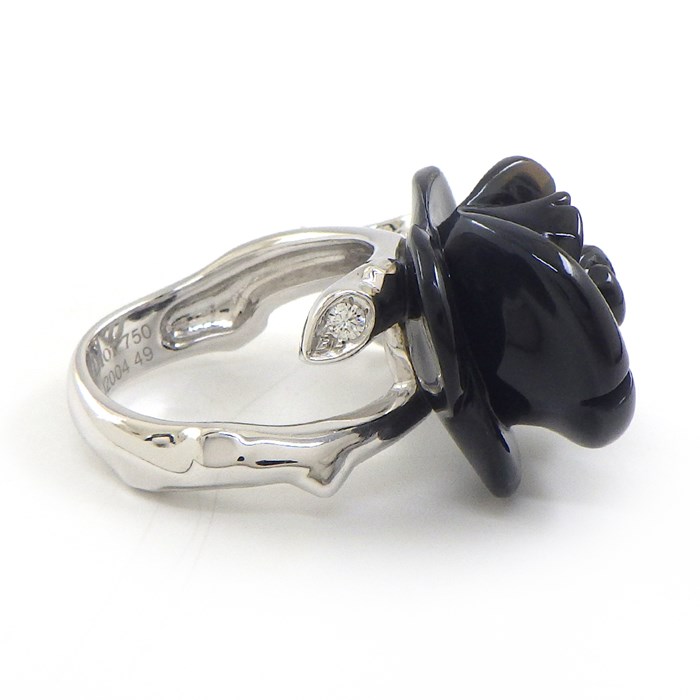 クリスチャンディオール Christian Dior リング ローズ ディオール プレ カトラン オニキス 1ポイント ダイヤモンド K18WG 9号 / #49 【中古】
