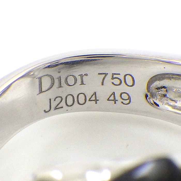 クリスチャンディオール Christian Dior リング ローズ ディオール プレ カトラン オニキス 1ポイント ダイヤモンド K18WG 9号 / #49 【中古】