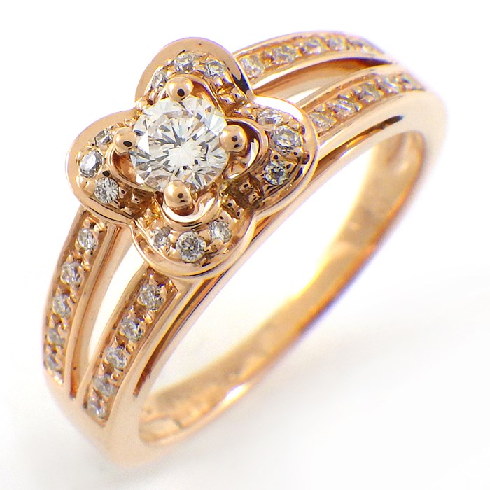 モーブッサン MAUBOUSSIN リング チャンス オブ ラブ クローバー ダイヤモンド K18PG 10.5号 【中古】