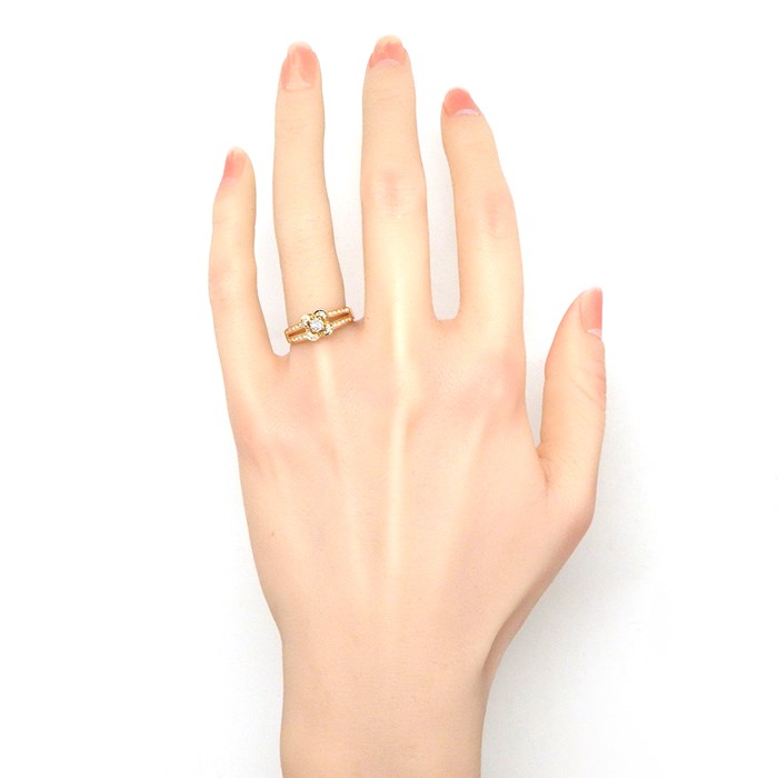 モーブッサン MAUBOUSSIN リング チャンス オブ ラブ クローバー ダイヤモンド K18PG 10.5号 【中古】