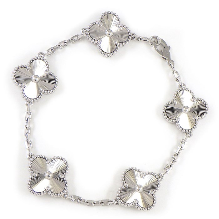 ヴァンクリーフ&アーペル Van Cleef & Arpels ブレスレット ヴィンテージ アルハンブラ 5モチーフ VCARP9XE00 ギョーシェ K18WG 【箱・保付き】 【中古】