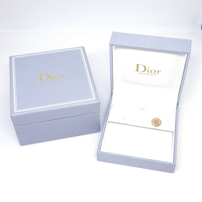 クリスチャンディオール Christian Dior ピアス ローズ デ ヴァン JRDV95085_0000 スター サークル ラウンド ホワイト シェル 1ポイント ダイヤモンド 0.01ct K18YG 白 ※片方のみ 【中古】