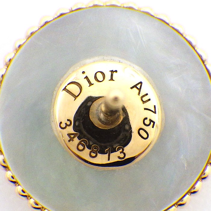 クリスチャンディオール Christian Dior ピアス ローズ デ ヴァン JRDV95085_0000 スター サークル ラウンド ホワイト シェル 1ポイント ダイヤモンド 0.01ct K18YG 白 ※片方のみ 【中古】