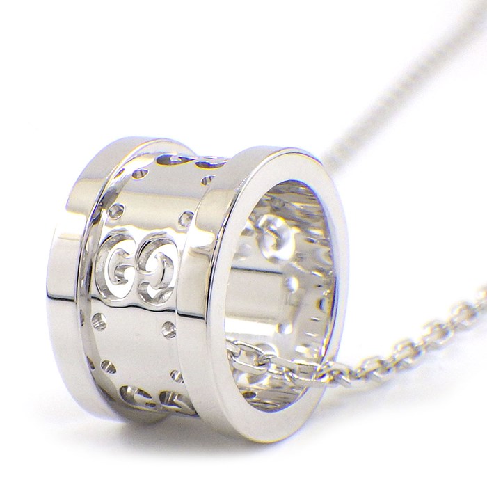 グッチ GUCCI ネックレス アイコン トワール GG ロゴ K18WG 【中古 