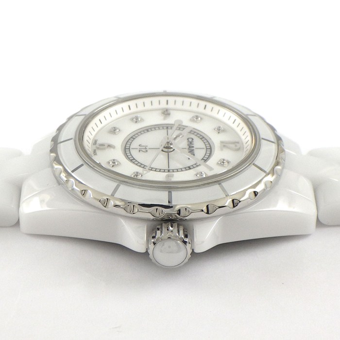 シャネル CHANEL 腕時計 J12 H2570 8ポイント ダイヤインデックス ホワイトシェル文字盤 SS ホワイト セラミック クオーツアナログ 【中古】