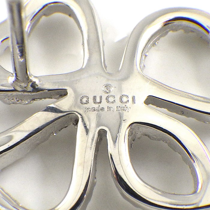 グッチ GUCCI ピアス フラワーモチーフ ダイヤモンド K18WG 【中古】