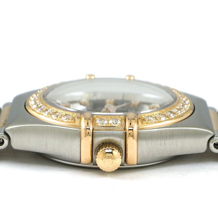 オメガ OMEGA 腕時計 コンステレーション 1360.60.00 ダイヤベゼル 12ポイント ダイヤインデックス サンレイ ブラウン文字盤 K18レッドゴールド SS クオーツアナログ 【OH済み】 【中古】