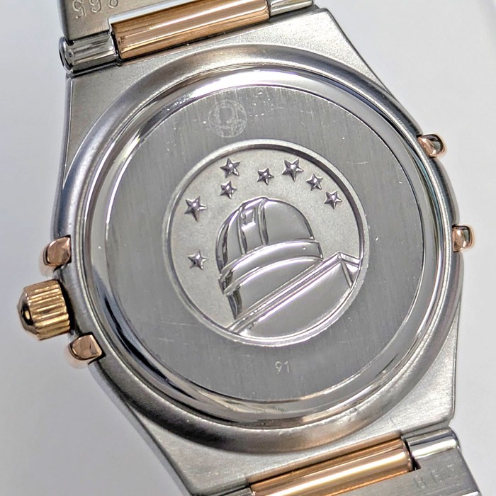 オメガ OMEGA 腕時計 コンステレーション 1360.60.00 ダイヤベゼル 12ポイント ダイヤインデックス サンレイ ブラウン文字盤 K18レッドゴールド SS クオーツアナログ 【OH済み】 【中古】