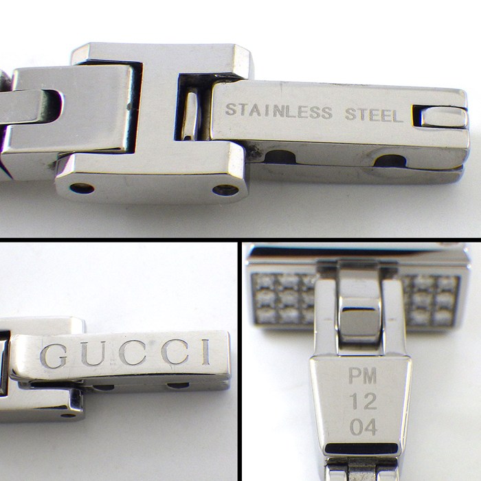 グッチ GUCCI 腕時計 Gミニ 102 パヴェ ダイヤケース/ベゼル スクエア ブラック文字盤 SS クオーツアナログ 【中古】