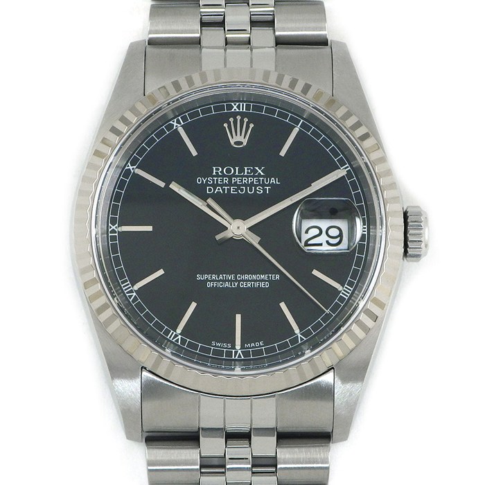 ロレックス Rolex 腕時計 デイトジャスト 16234 P番 2000年 ブラック文字盤 デイト K18WG SS 自動巻き 【中古】