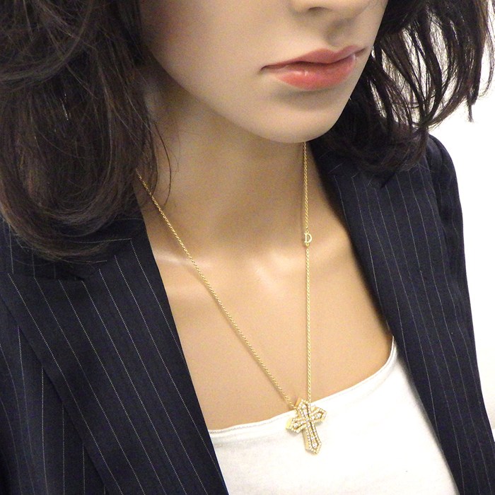 ダミアーニ DAMIANI ネックレス ベルエポック クラウン M クロス パヴェ ダイヤモンド K18YG 【中古】