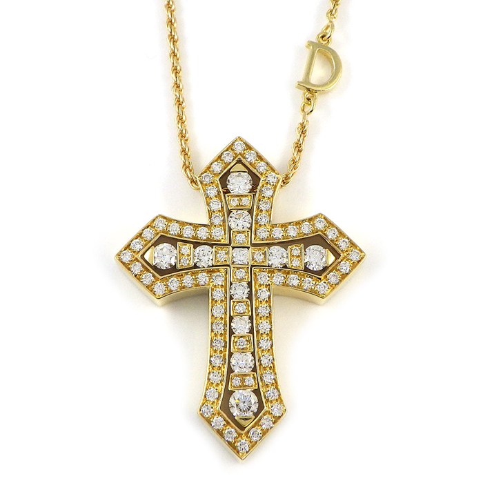 ダミアーニ DAMIANI ネックレス ベルエポック クラウン M クロス パヴェ ダイヤモンド K18YG 【中古】