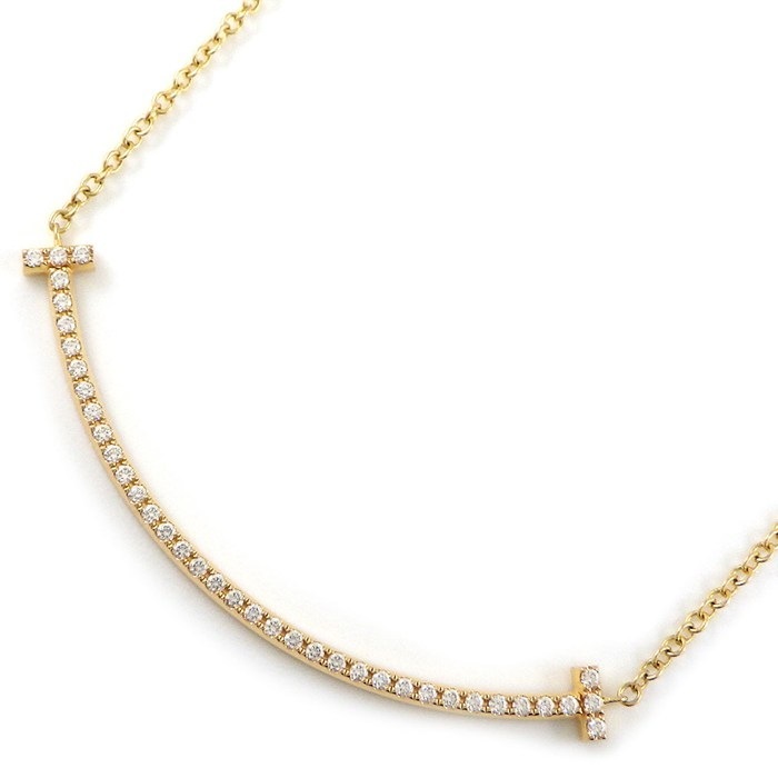 ティファニー Tiffany & Co. ネックレス Tスマイル スモール 63058815 ダイヤモンド 計0.10ct K18PG 【中古】