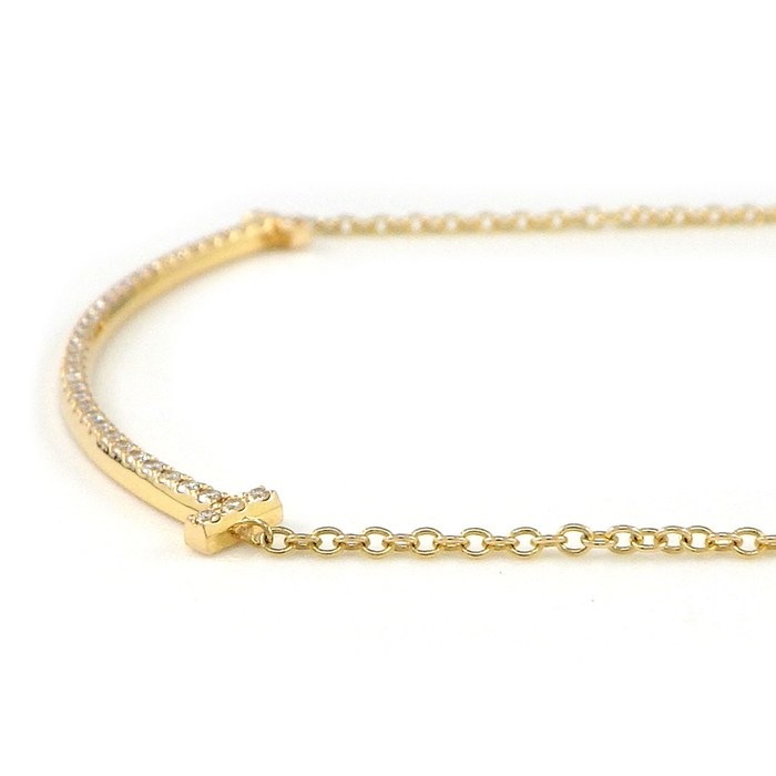ティファニー Tiffany & Co. ネックレス Tスマイル スモール 63058815 ダイヤモンド 計0.10ct K18PG 【中古】