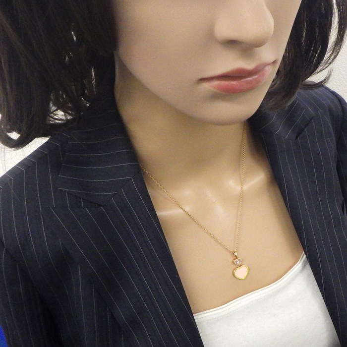ショパール Chopard ネックレス ハッピーハート 79A001 ロゼストーン ムービング 1ポイント ダイヤモンド K18PG 【中古】