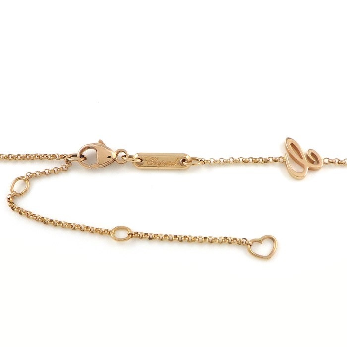 ショパール Chopard ネックレス ハッピーハート 79A001 ロゼストーン ムービング 1ポイント ダイヤモンド K18PG 【中古】