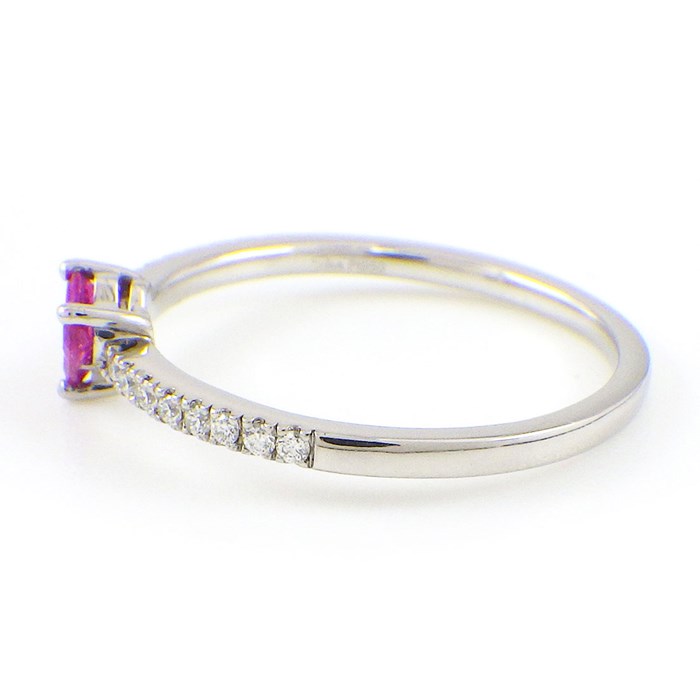 スタージュエリー STAR JEWELRY リング ミステリアス ハート 1XR0591 3ポイント スクエアカット ルビー 計0.15ct ハーフサークル ダイヤモンド 計0.08ct PT950 11.5号 【中古】