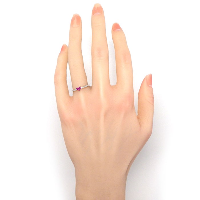 スタージュエリー STAR JEWELRY リング ミステリアス ハート 1XR0591 3ポイント スクエアカット ルビー 計0.15ct ハーフサークル ダイヤモンド 計0.08ct PT950 11.5号 【中古】