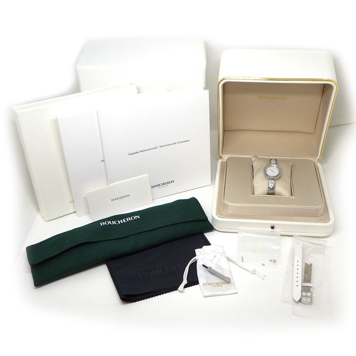ブシュロン BOUCHERON 腕時計 セルパンボエム WA015704 ダイヤラグ 4ポイント ダイヤインデックス ホワイトシェル文字盤 SS クオーツアナログ 【箱・保付き】 【中古】