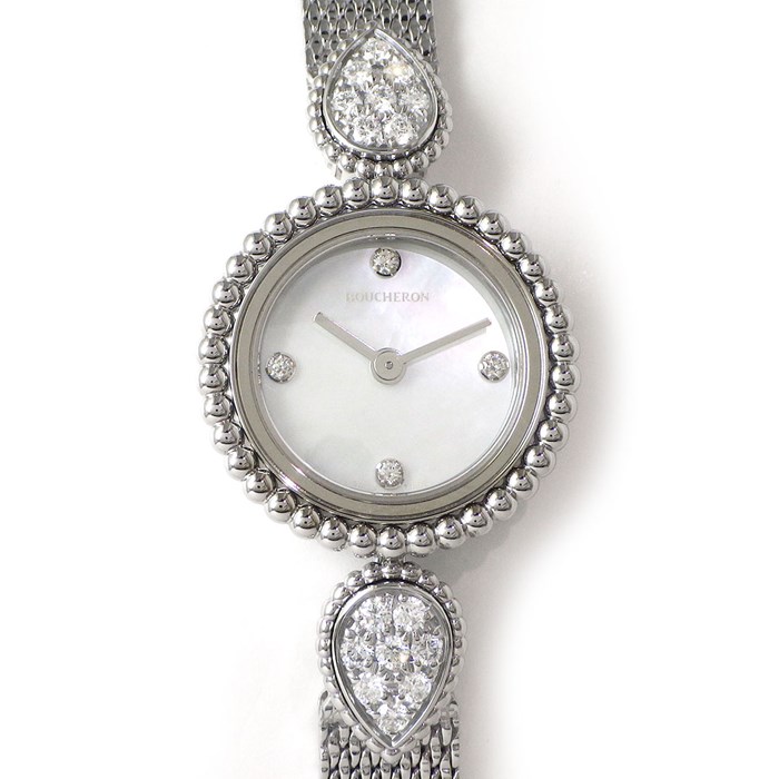 ブシュロン BOUCHERON 腕時計 セルパンボエム WA015704 ダイヤラグ 4ポイント ダイヤインデックス ホワイトシェル文字盤 SS クオーツアナログ 【箱・保付き】 【中古】