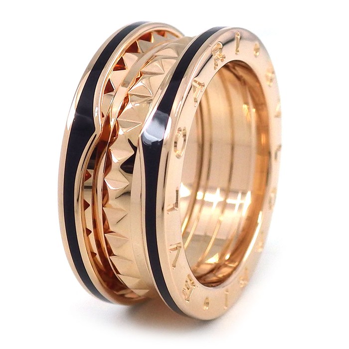 ブルガリ BVLGARI リング B-zero1 ビーゼロワン ロック 2バンド 358015 K18PG ブラック セラミック 11.5号 / #52 【中古】