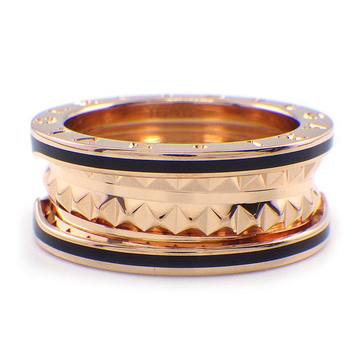 ブルガリ BVLGARI リング B-zero1 ビーゼロワン ロック 2バンド 358015 K18PG ブラック セラミック 11.5号 / #52 【中古】