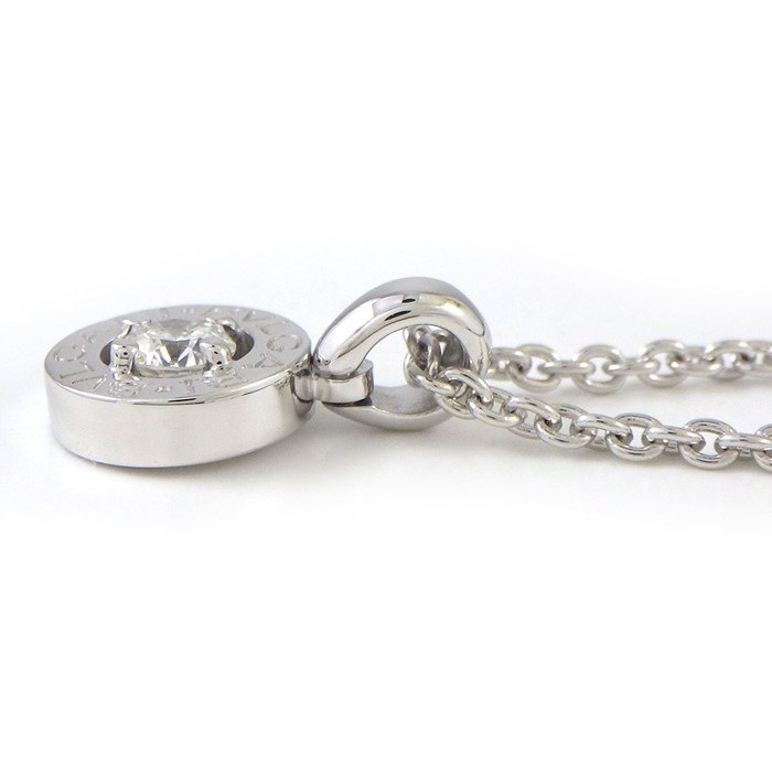 ブルガリ BVLGARI ネックレス ブルガリブルガリ サークル ラウンド ロゴ 1ポイント ダイヤモンド K18WG 【中古】