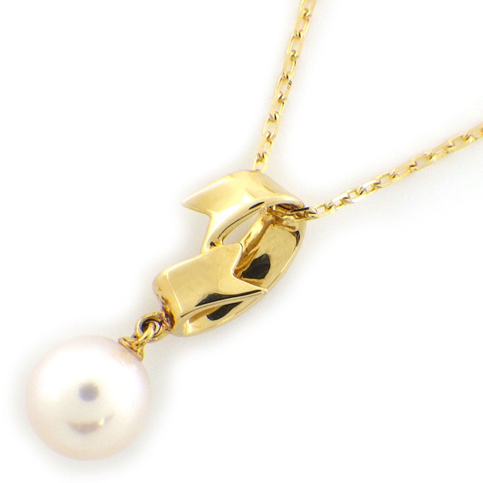  ミキモト MIKIMOTO ネックレス 1ポイント パール 7mm珠 K18YG 【中古】