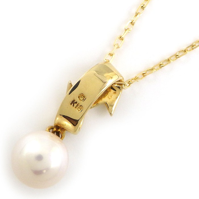  ミキモト MIKIMOTO ネックレス 1ポイント パール 7mm珠 K18YG 【中古】