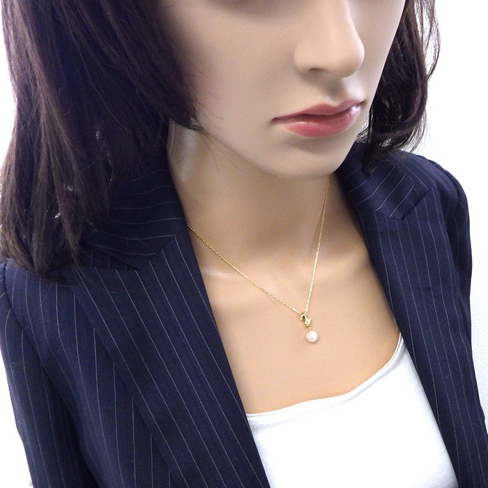  ミキモト MIKIMOTO ネックレス 1ポイント パール 7mm珠 K18YG 【中古】