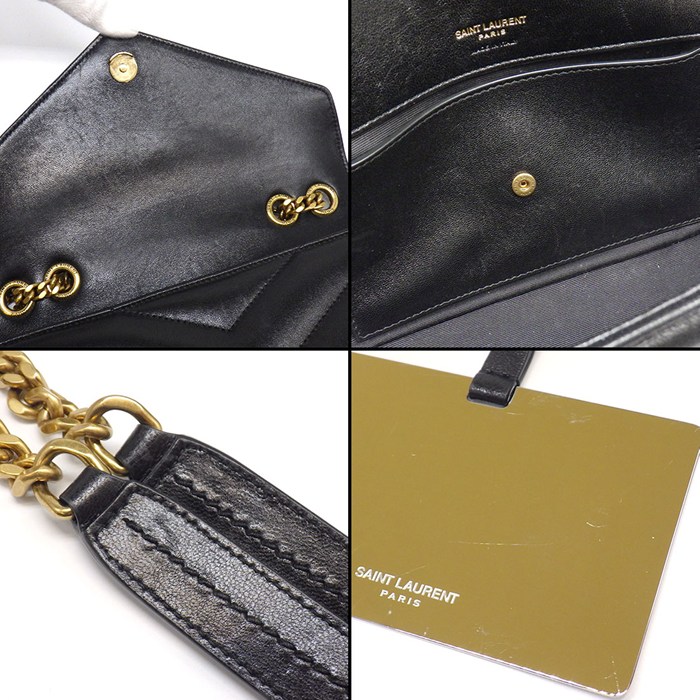 サンローラン SAINT LAURENT ショルダーバッグ ルル スモール 801437 AAEAX 1000 ブラック マテラッセラムスキン ゴールド金具 【中古】