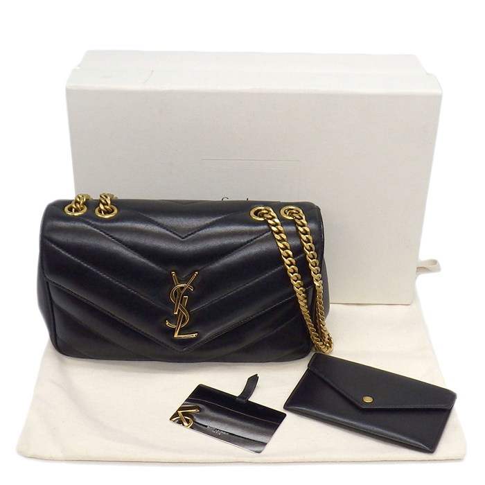 サンローラン SAINT LAURENT ショルダーバッグ ルル スモール 801437 AAEAX 1000 ブラック マテラッセラムスキン ゴールド金具 【中古】