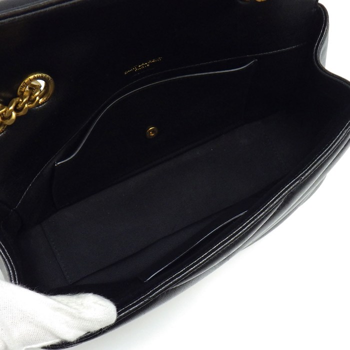 サンローラン SAINT LAURENT ショルダーバッグ ルル スモール 801437 AAEAX 1000 ブラック マテラッセラムスキン ゴールド金具 【中古】