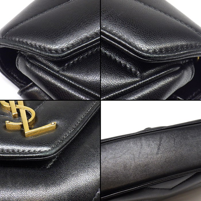 サンローラン SAINT LAURENT ショルダーバッグ ルル スモール 801437 AAEAX 1000 ブラック マテラッセラムスキン ゴールド金具 【中古】