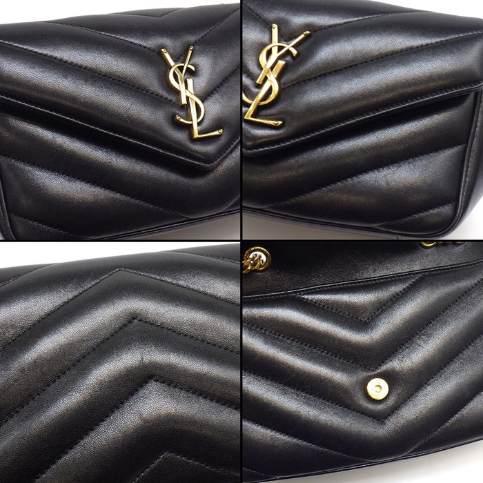 サンローラン SAINT LAURENT ショルダーバッグ ルル スモール 801437 AAEAX 1000 ブラック マテラッセラムスキン ゴールド金具 【中古】