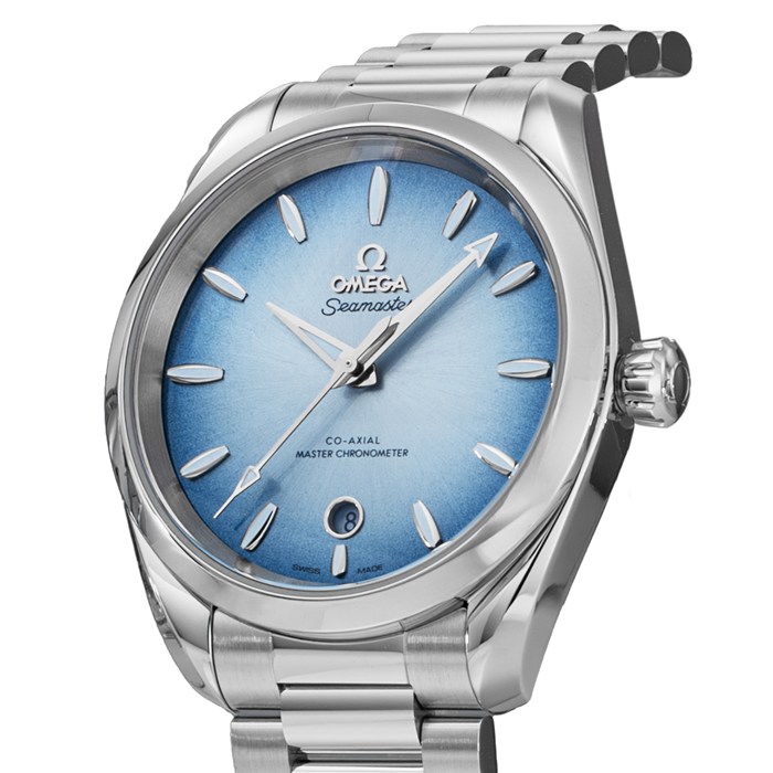 【新品・5年保証】オメガ OMEGA 腕時計 シーマスター アクアテラ 150M 220.10.38.20.03.004 コーアクシャル マスタークロノメーター デイト 夜光インデックス 夜光針 サンレイ グラデーション サマーブルー文字盤 SS 自動巻き 【箱・保付き】
