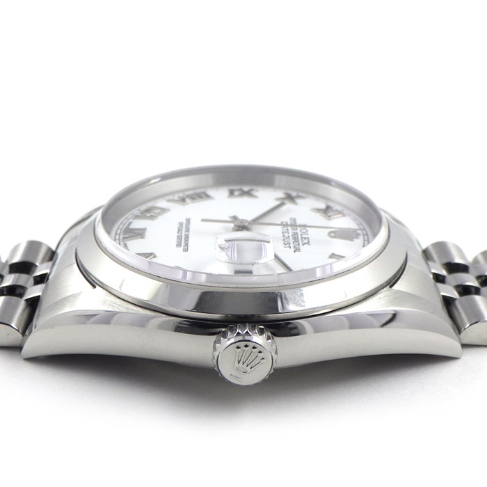 ロレックス Rolex 腕時計 デイトジャスト 16200 Y番 2002年 ローマンインデックス ホワイト文字盤 ジュビリーブレス SS 自動巻き 【中古】