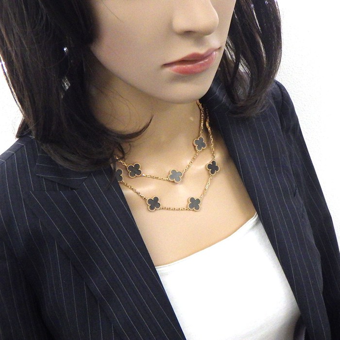ヴァンクリーフ&アーペル Van Cleef & Arpels ロングネックレス ヴィンテージアルハンブラ 20モチーフ VCARP7S700 激レア コレクションアイテム 限定品 シルバー オブシディアン K18PG 【箱・保付き】 【中古】