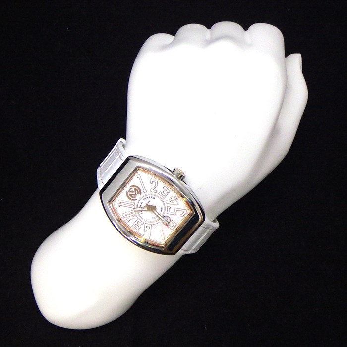 フランクミュラー FRANCK MULLER 腕時計 ヴァンガード V45SCDTSTGJ ホワイト文字盤 白 デイト カレンダー K18PG SS 革 ラバー 自動巻き 【中古】