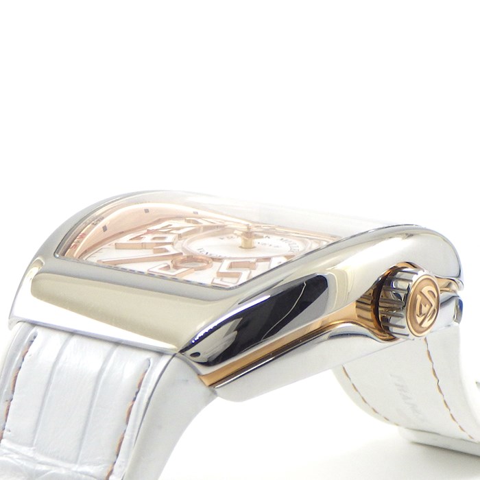 フランクミュラー FRANCK MULLER 腕時計 ヴァンガード V45SCDTSTGJ ホワイト文字盤 白 デイト カレンダー K18PG SS 革 ラバー 自動巻き 【中古】