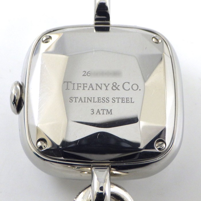 ティファニー Tiffany & Co. 腕時計 ハードウェアウォッチ 74849814 ダイヤラグ スクエア ピンクシェル文字盤 チェーンブレスレット SS SV925 クオーツアナログ 【中古】