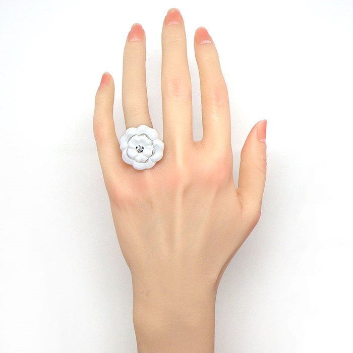 磨き済み■シャネル CHANEL リング 51 J10835 カメリア ダイヤ CAMELIA シャネル CHANEL カメリア ダイヤ リング 指輪 ＃51 K18