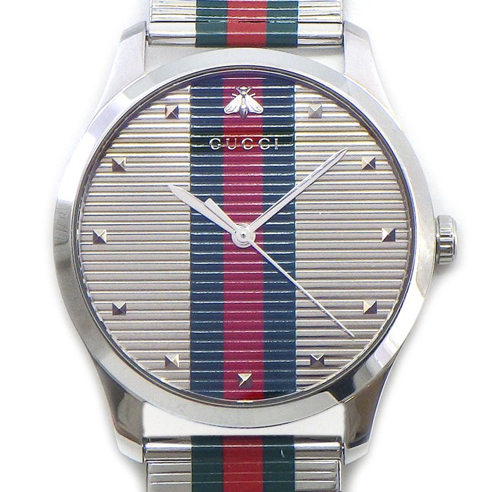 グッチ GUCCI 腕時計 Gタイムレス 126.2 シェリーライン シルバー文字盤 SS クオーツアナログ 【中古】