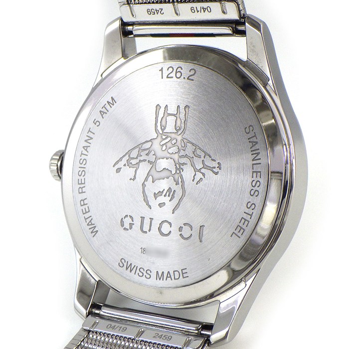グッチ GUCCI 腕時計 Gタイムレス 126.2 シェリーライン シルバー文字盤 SS クオーツアナログ 【中古】