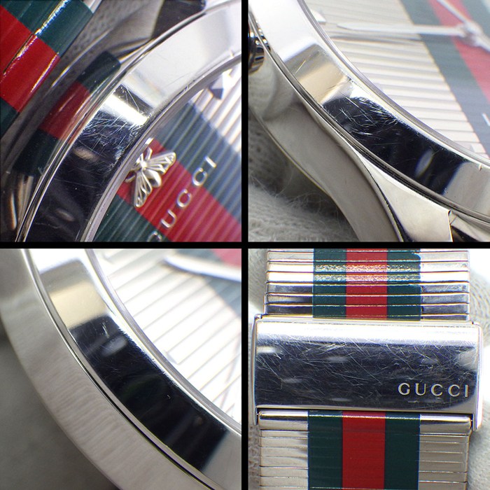 グッチ GUCCI 腕時計 Gタイムレス 126.2 シェリーライン シルバー文字盤 SS クオーツアナログ 【中古】