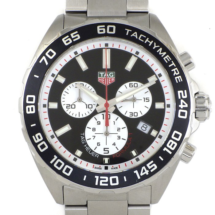 タグ・ホイヤー TAG Heuer 腕時計 フォーミュラ1 クロノグラフ CAZ101E.BA0842 デイト タキメーター スモールセコンド 夜光インデックス 夜光針 ブラック文字盤 SS クオーツアナログ 【箱・保付き】 【中古】