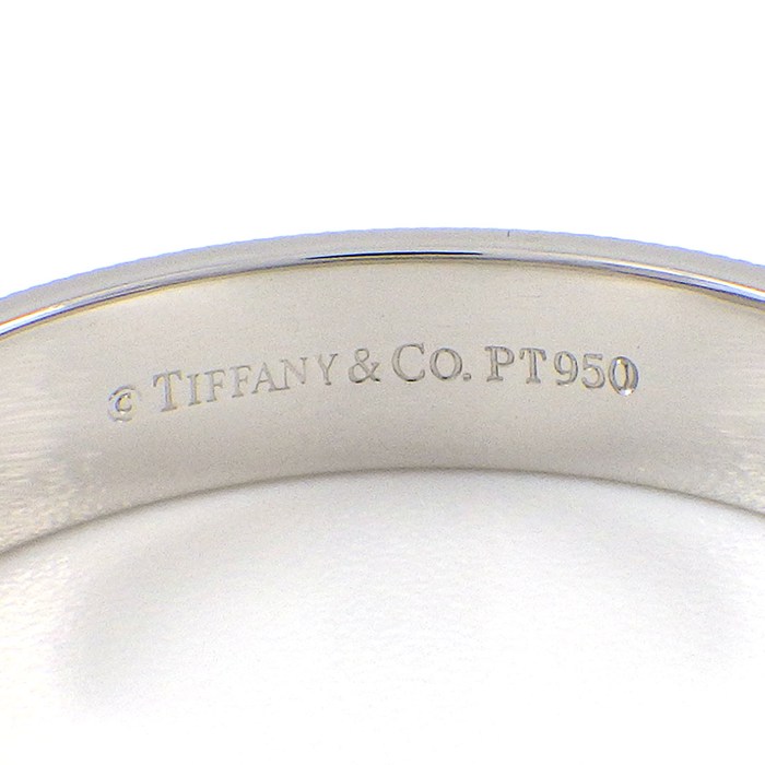  ティファニー Tiffany & Co. リング ノーツ ミルグレイン バンド 4mm ロゴ シグネチャー PT950 17.5号 【中古】